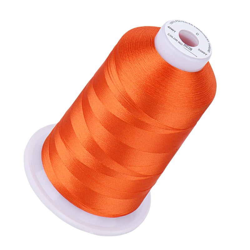 Simthread 5500Yds Embroidery Thread, 5000M High-Yardage 40WT 100% Polyester Thread - 170+ Vivid Colors, High-Speed Rated - Compatible with Brother, Singer, Janome & More - Fiery Sunset S028 - Image 1